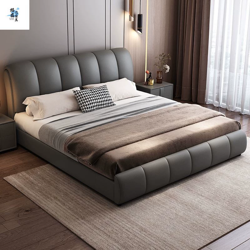 Новый комплект мебели для спальни, кровать из натуральной кожи, 1.8m двуспальных кровати, большая кровать для главной спальни, 1.5m домашняя современная минималистичная кровать