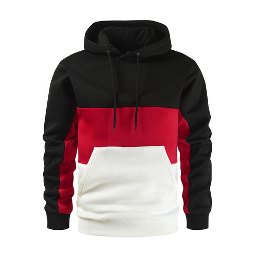 New Autumn/Winter Men's Fashion Color-Block Hoodie—Hot Sale European and American Style Men's Patchwork Color Hoodie