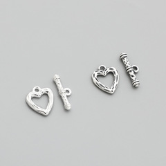 S925純銀心形OT扣DIY手工串珠手鍊項鍊連接扣子搭扣飾品配件材料