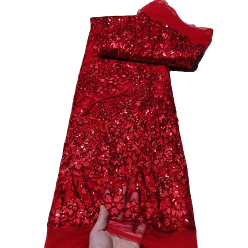 Malla lentejuelas bordado tela bordado flor vestido de novia falda encaje tela lentejuelas encaje JX1523