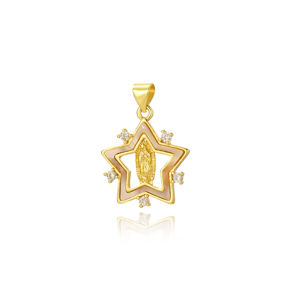 1 Piece Quantity 1 Piece Copper Rhinestones Geometric Virgin Mary Star Pendant