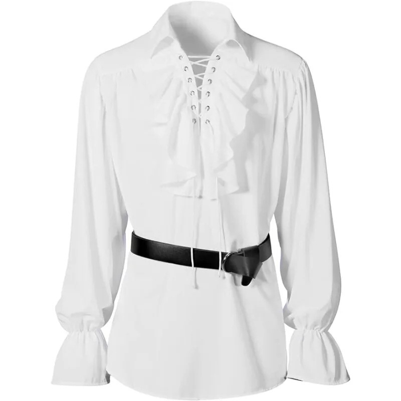Men's Medieval Renaissance Pirate Shirt Knight Belt Gothic Steampunk Victorian