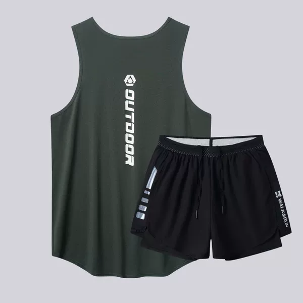229 dark green vest + black swimming trunks