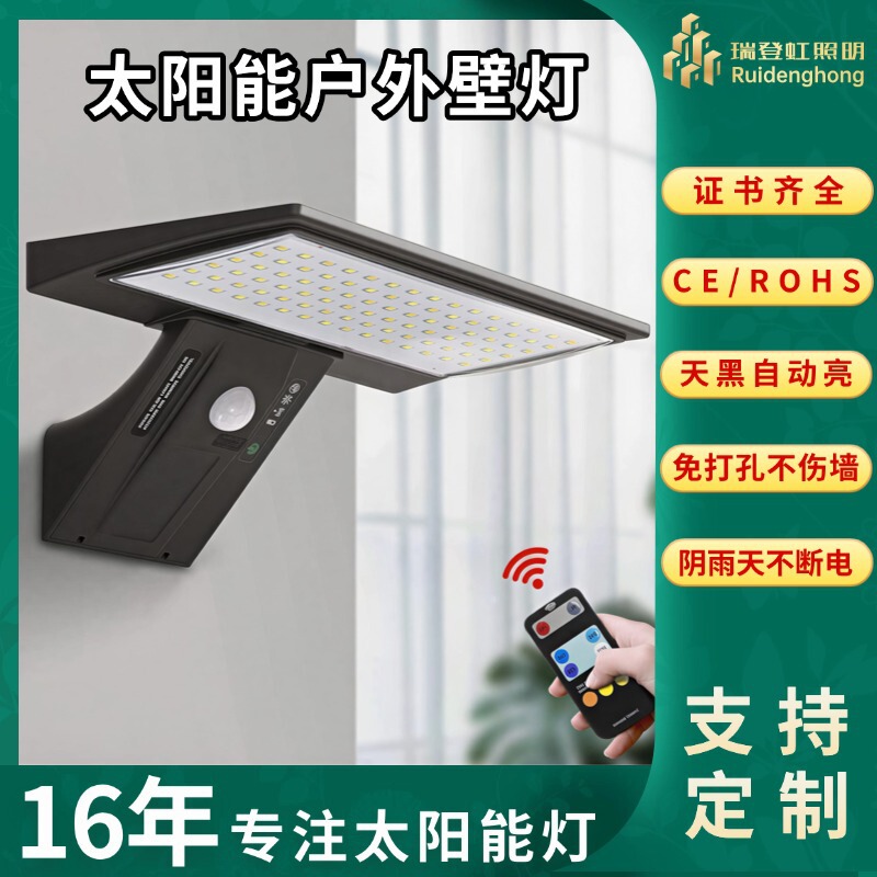 Cross-Border Solar Outdoor Garden Wall Lights, No-Drill European-Style Waterproof Wall Lights, Human Body Sensor Gate Post Wall Lights Wholesale