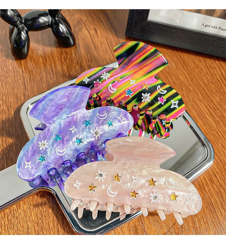 60g Weight Hair Claws Hair Accessories Type 1 Piece Quantity Casual, Daily Occasion Arylic Material Star, Moon, Heart Shape Pattern Women's Gender Sweet Style Women's Sweet Star Moon Heart Shape Arylic Hair Claws 3