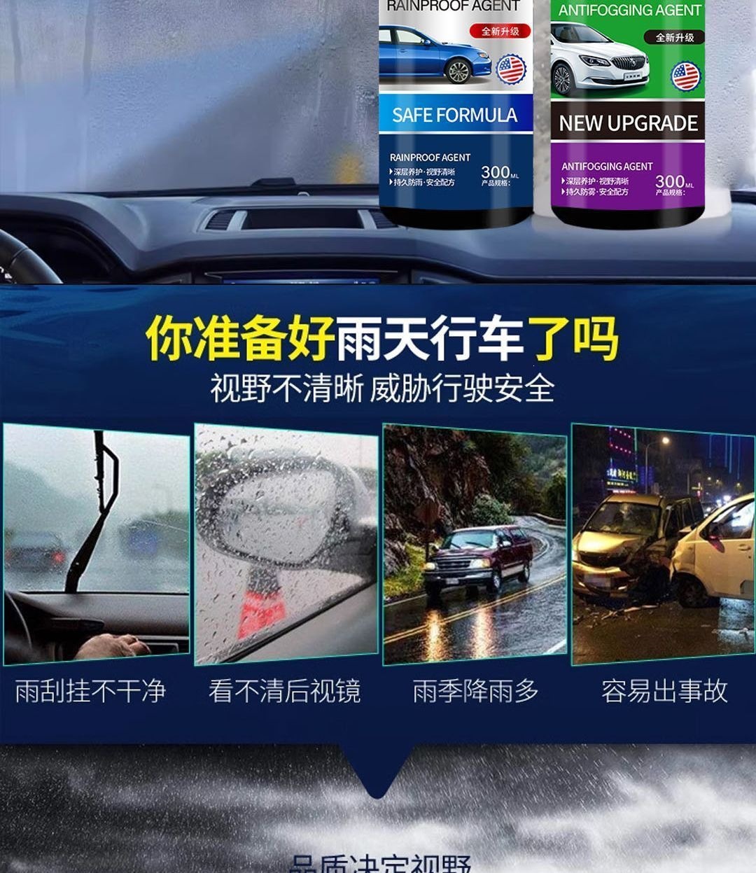 Suitable for anti-fog agent in winter, car windshield and window defogger, long-lasting anti-fogging for car interiors and rearview mirrors