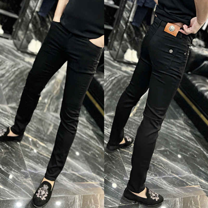 European Style Black Jeans for Men, Trendy Brand, 2026 Summer New High-End Business Casual Slim-Fit Skinny Pants