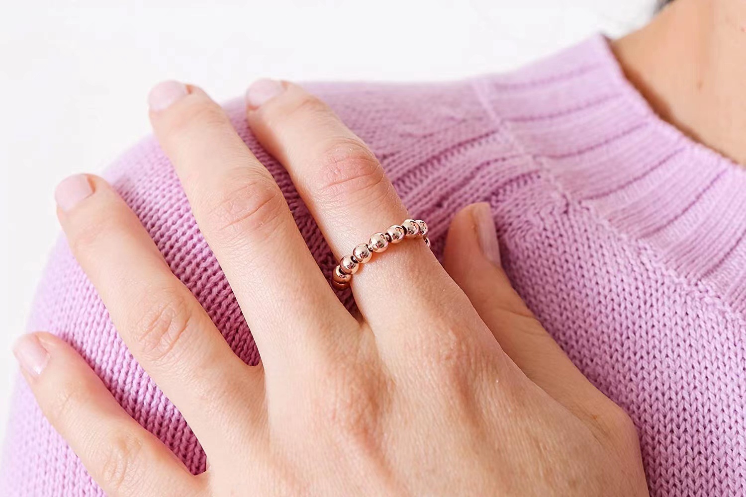 Simple Style Solid Color Copper Beaded Plating Rings 1 Piece