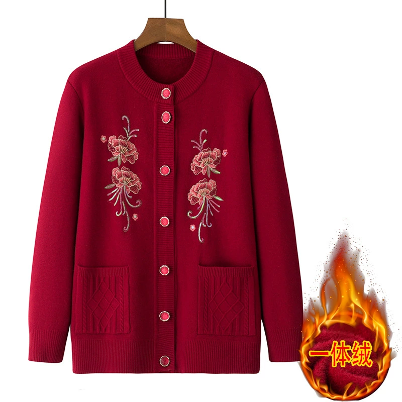 Пожилые люди осенние и зимние свитера пальто среднего возраста мама зимняя одежда 2024 новые бабушки осенние платья миссис одежда