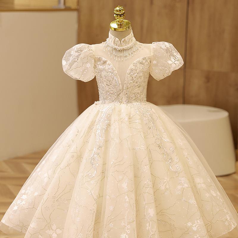 儿童礼服公主裙花童婚礼小女孩模特走秀礼服女童主持人钢琴演出服