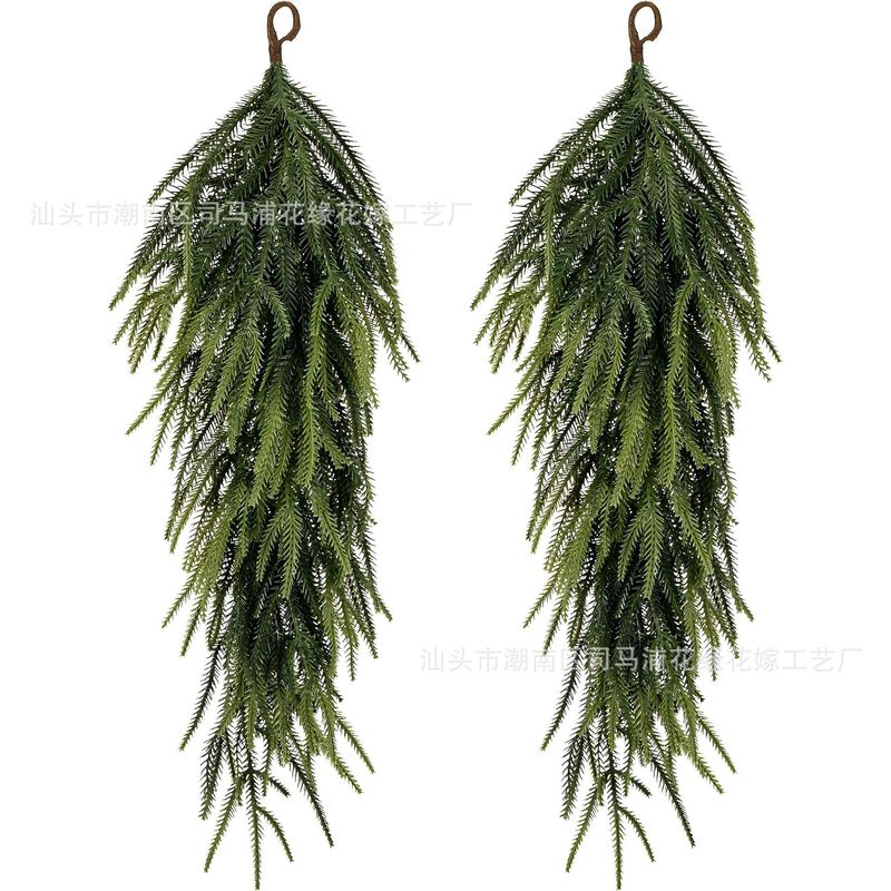 仿真水滴圣诞树松针壁挂倒挂树圣诞节装饰吊挂门墙挂件亚马逊爆款|undefined