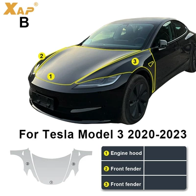 for Trade Dropshipping, 20-23 Tesla: Car paint protective film - tesla-model-3-hood-fender-tpu-car-cover-protecti-21-23-tesla-model-3