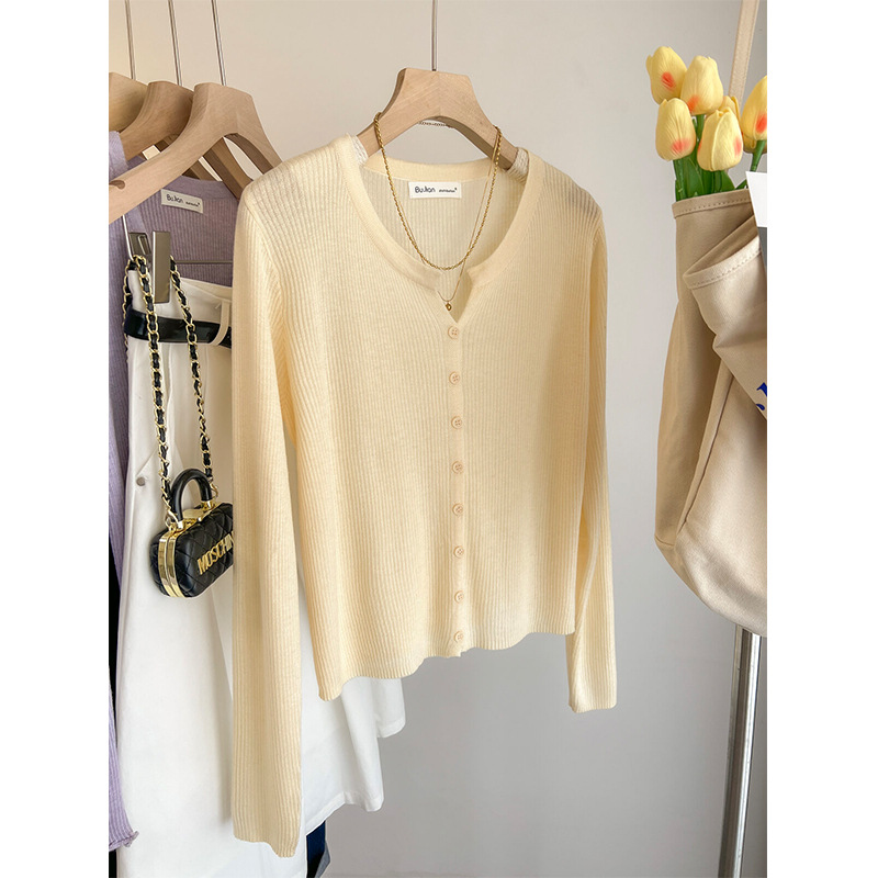 Cardigan Knitwear Thin Korean Style Women's Knitwear Spring New Outwear Bottoming Shirt Slim Short Inner Top