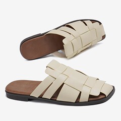 包頭編織拖鞋女夏季外穿若紀2024新款羅馬休閒沙灘軟底拖鞋涼鞋