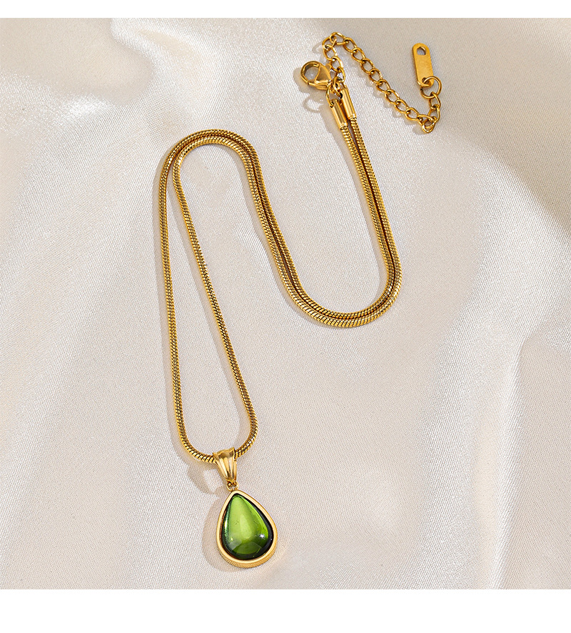 Daily Occasion 304 Stainless Steel Material PVD Coated 18K Gold Plated Water Droplets 304 Stainless Steel Retro Waterproof Non Tarnish 304 Stainless Steel Pendant Necklace