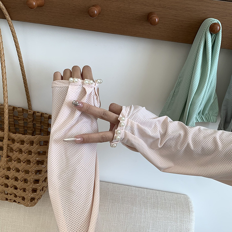 Perla protector solar hielo manga de bicicleta al aire libre respirable hielo manga suelta respirable ajustable guante de manguito de hielo protector solar