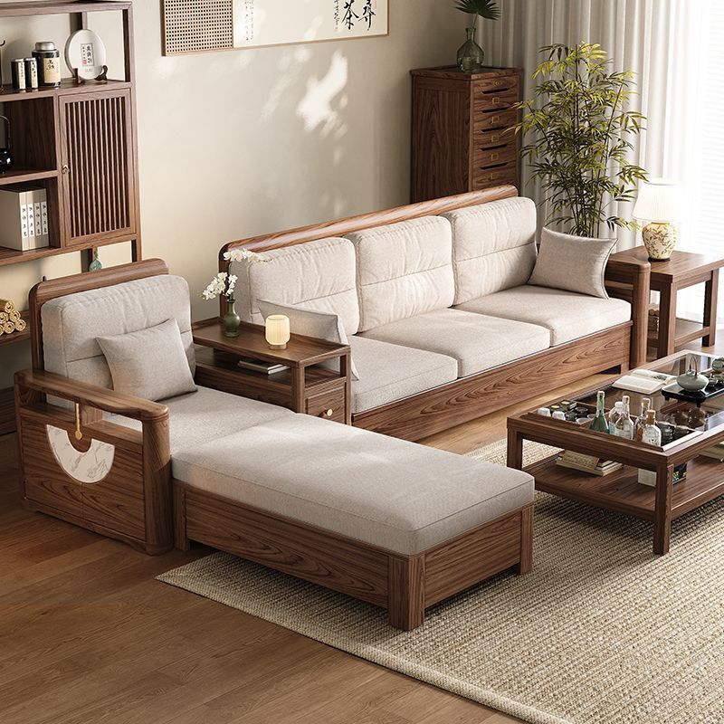 Modern Nordic White Wax Solid Wood Living Room Sofa Simple Combination Small Apartment Winter and Summer High Box Dual-Purpose Storage Furniture