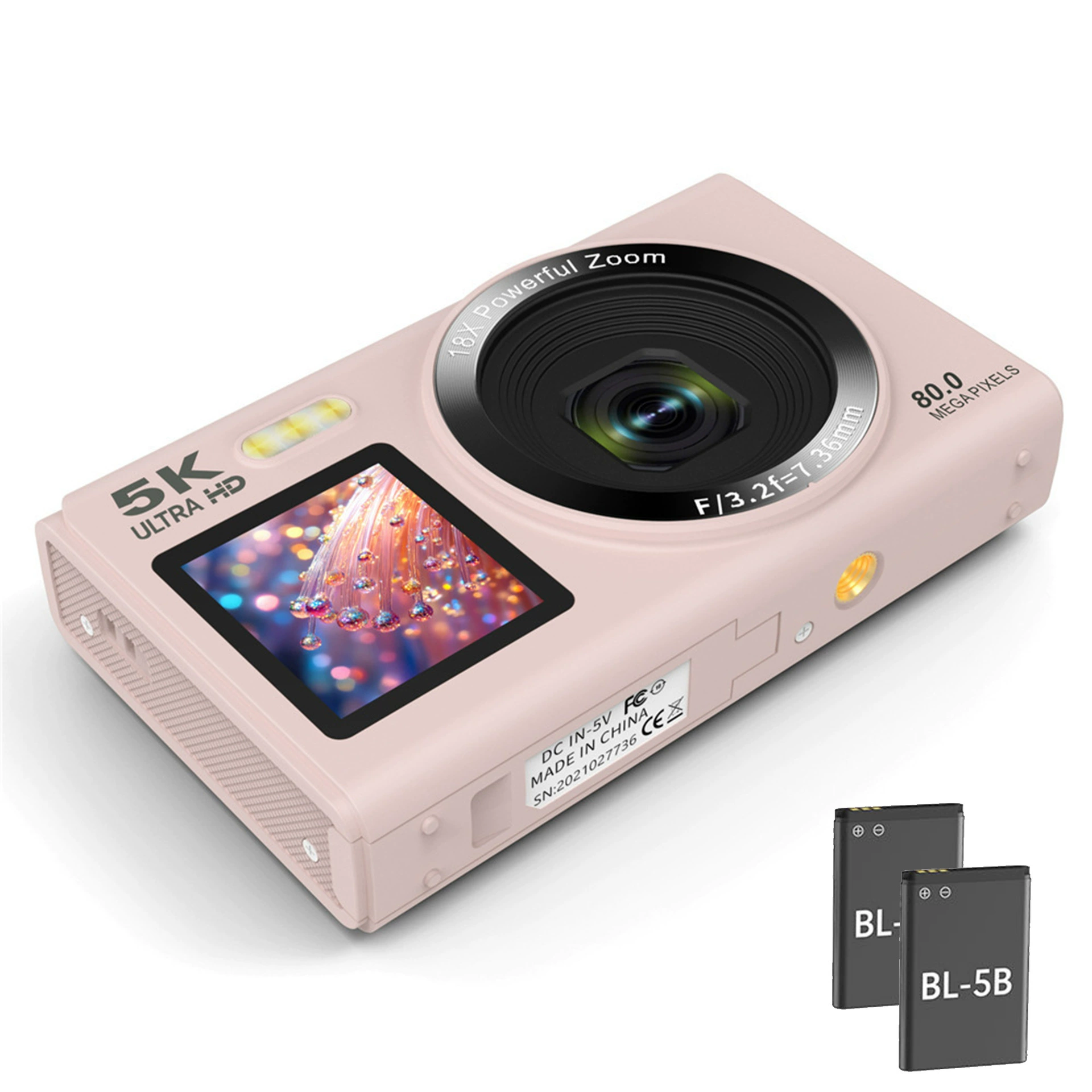Цифровая камера ручная 5K Ultra HD, 18× зум, 80 Мп, компактная 21×15×10 см