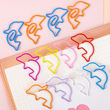 8色新款彩色海豚金属回形针学习用品文具创意可爱动物异形曲别针