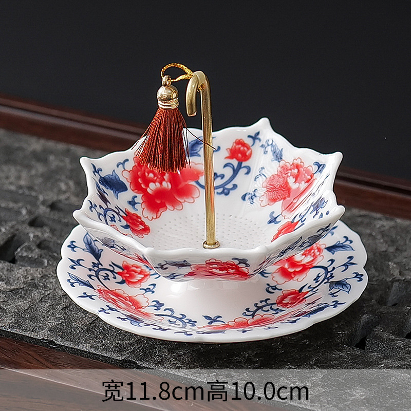 クリエイティブ青と白の傘茶漏れ茶フィルターセラミック茶フィルター茶道アクセサリー茶テーブル茶テーブル装飾装飾品|undefined