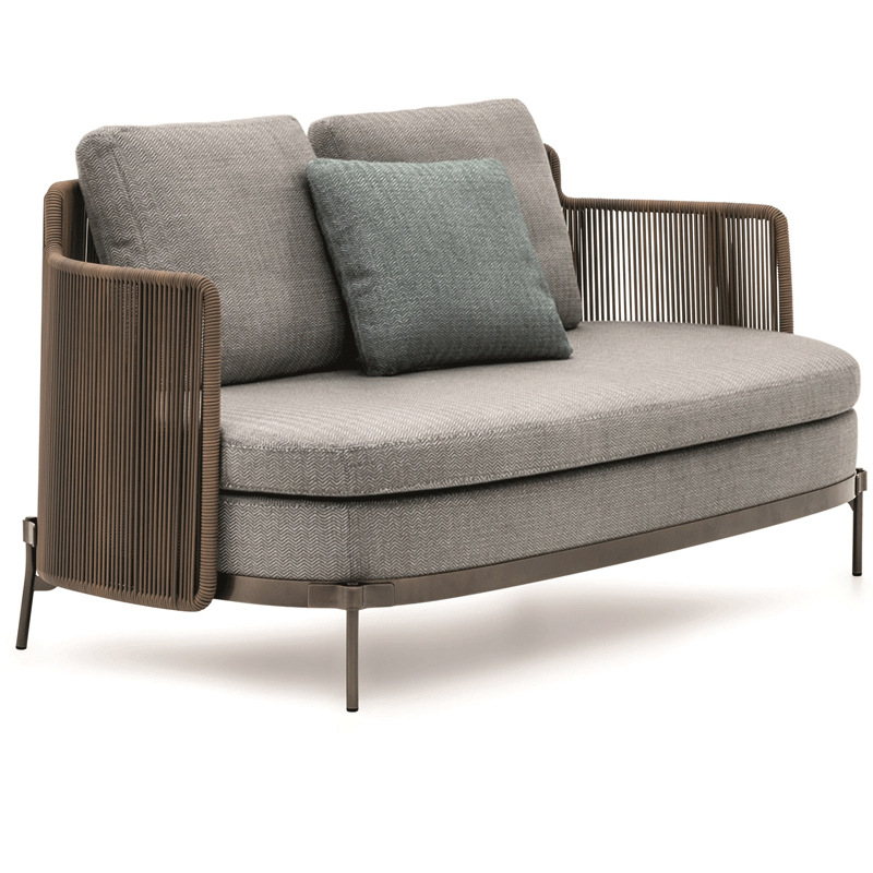 Sofá de caña patio al aire libre ocio silla de caña terraza villa jardín al aire libre impermeable combinación de muebles dobles