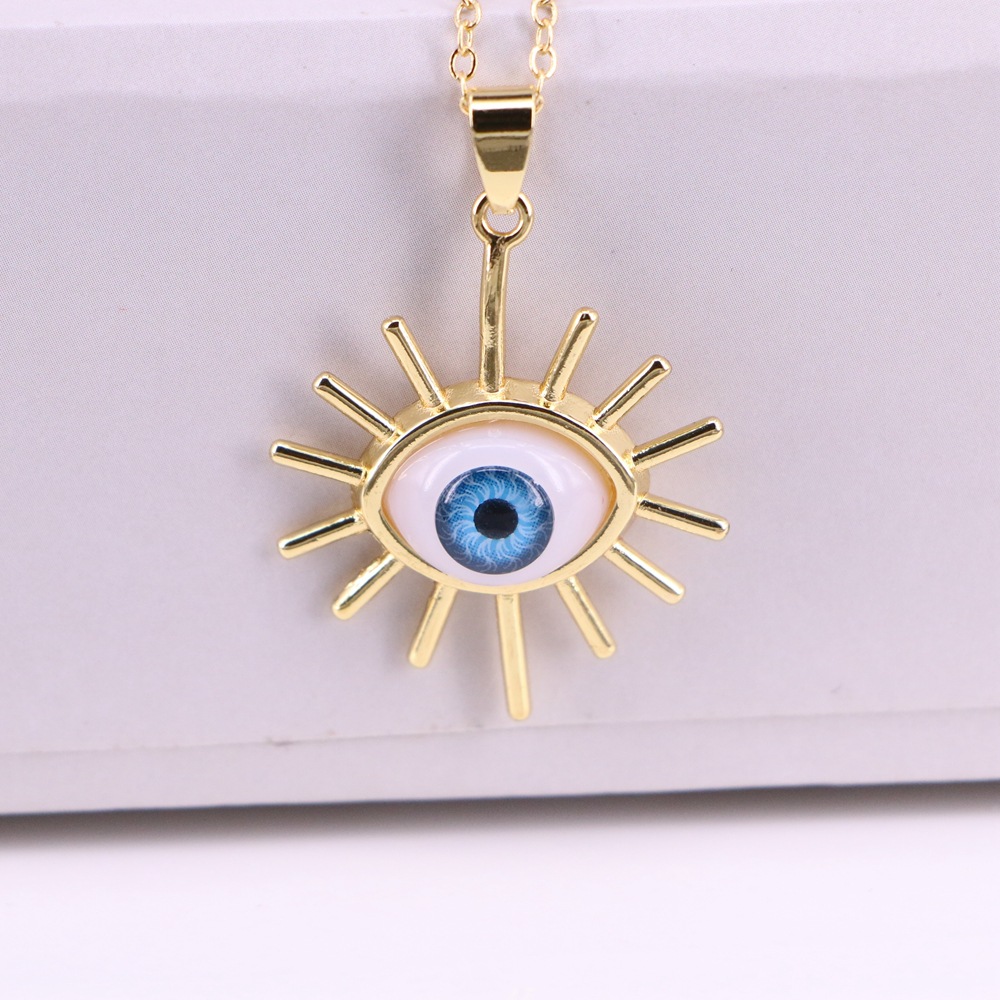 New Evil Eye Pendant Necklace Copper Drip Oil Eye Necklace Jewelry display picture 4
