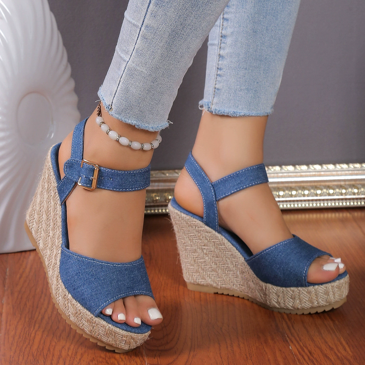 (Cross-border trading), sandals with a strap, straw slippers, European style, plus size