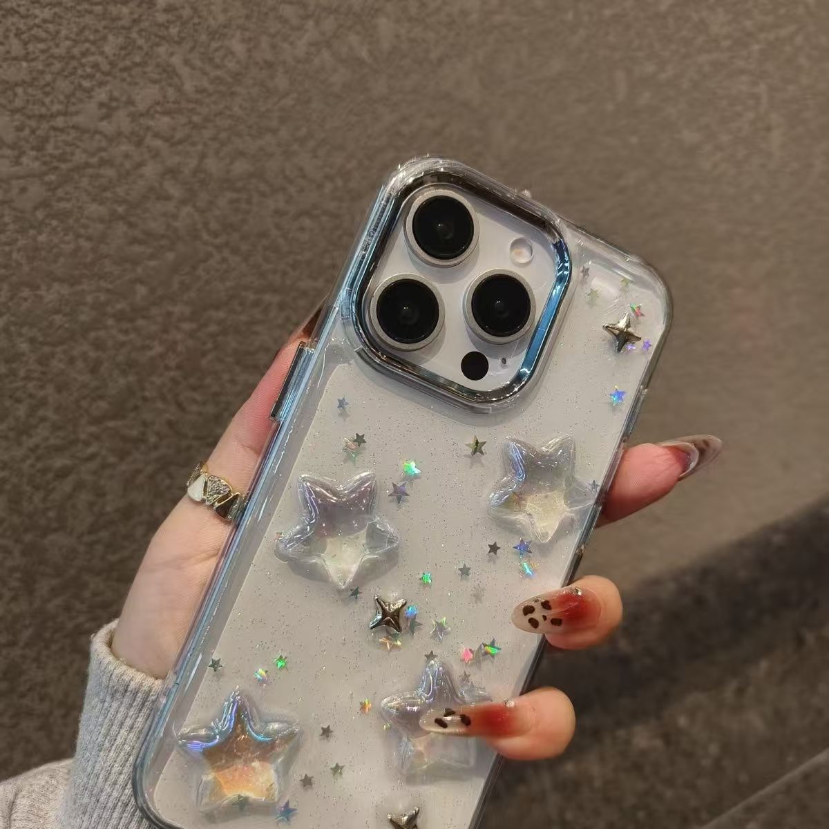 Blizgantis telefono dėklas su pentagrama iphone 15 pro max_voghion.com