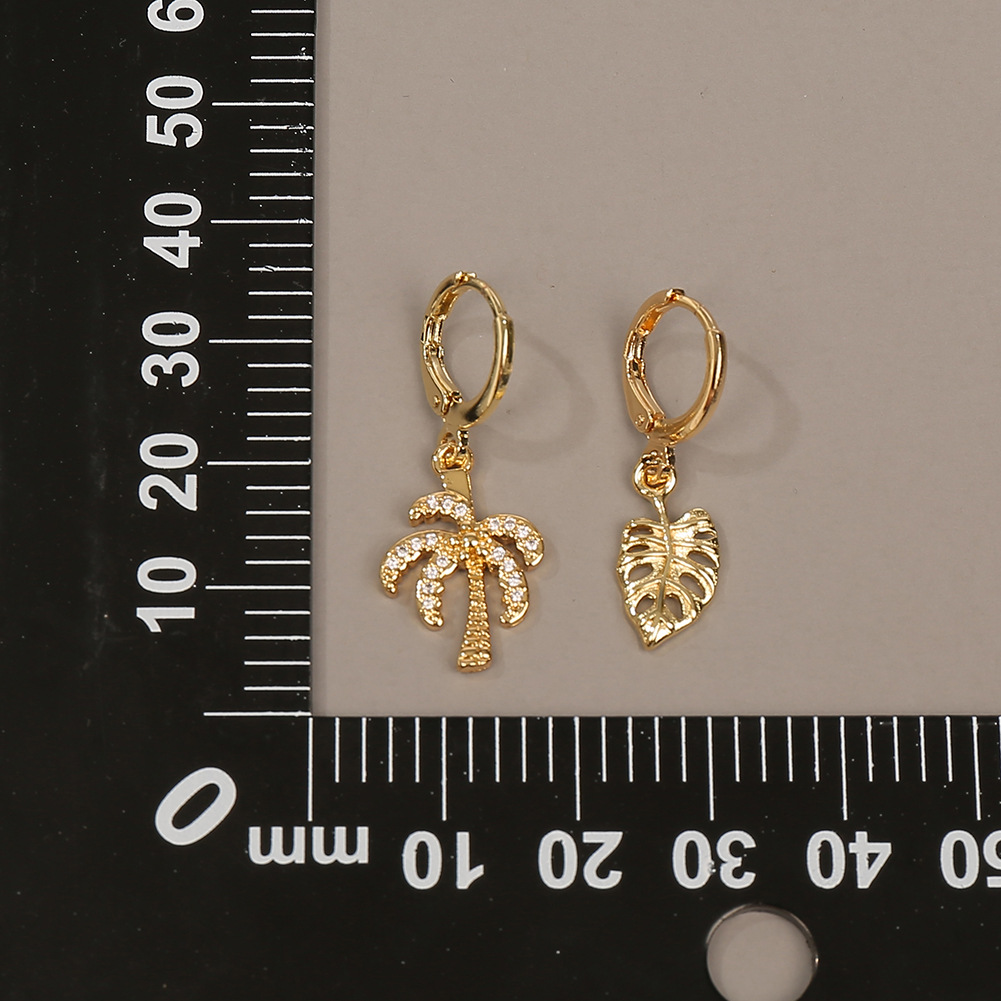 simple fashion style copper coconut tree leaf earringspicture1