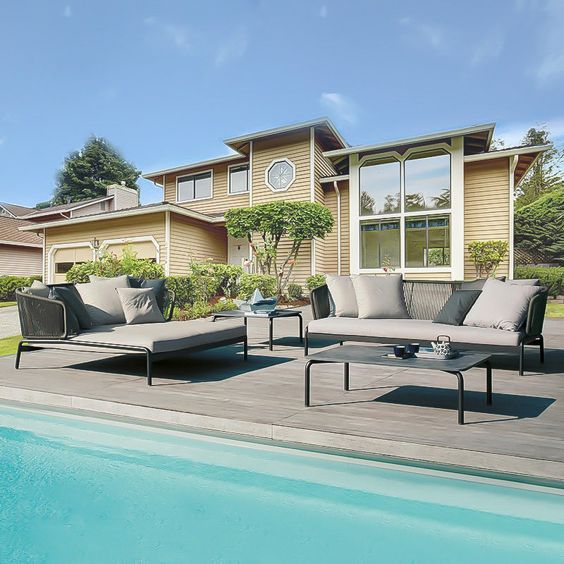 Patio al aire libre sofá Villa al aire libre jardín ratán muebles de hotel Ocio al aire libre sol habitación ratán sofá combinación