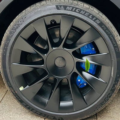 Brake caliper cover, Suitable for Tesla's New - tesla-model-319-23-dark-blue-aluminum-alloy-brake-caliper-covers-four-sets-of-tesla-logo-two-pairs-of-brake-caliper-covers
