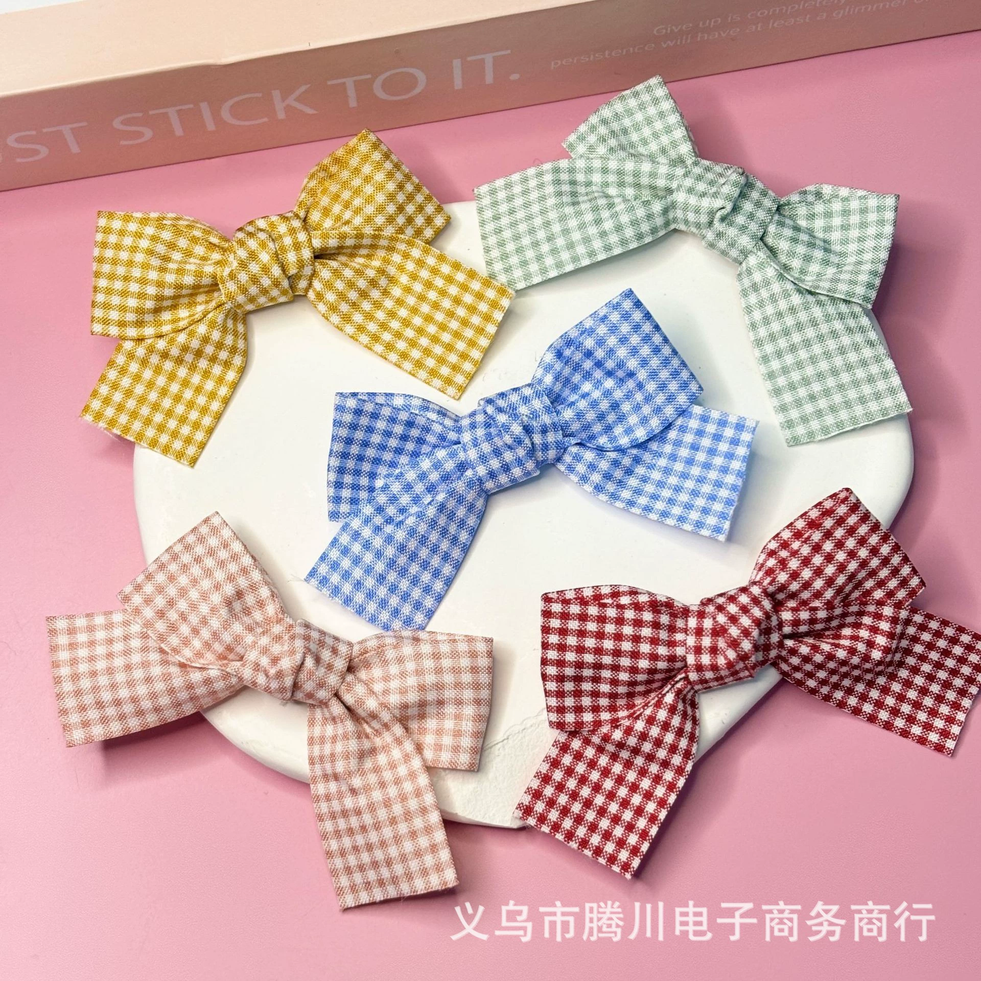 TikTok трендовый клетчатый бант ручной работы DIY детский аксессуар для волос заколка украшение для волос аксессуар для одежды украшение ins.