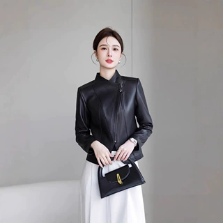 2026春季新款真皮皮衣女短装立领修身海宁机车绵羊皮夹克外套显瘦
