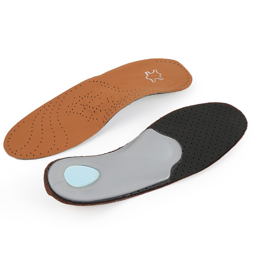 Brown cowhide insole, flat foot arch pad, XO arch fit, shock absorption, men's and women's sports and leisure full pad