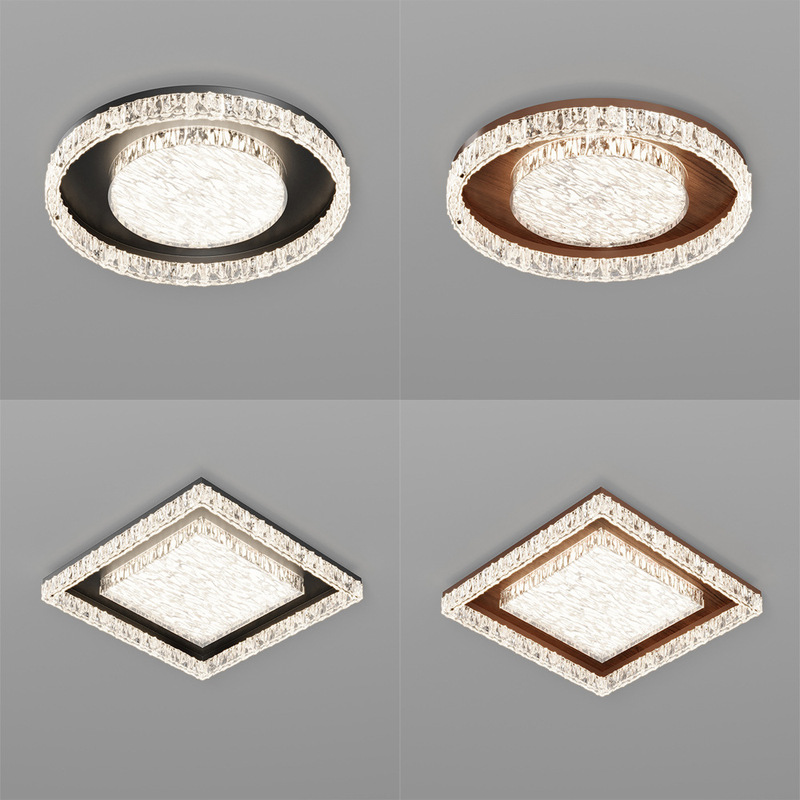 Grid Crystal Sand Rustic Home Bedroom Ceiling Light Glossy Creative Round Room Lamp Premium Edition