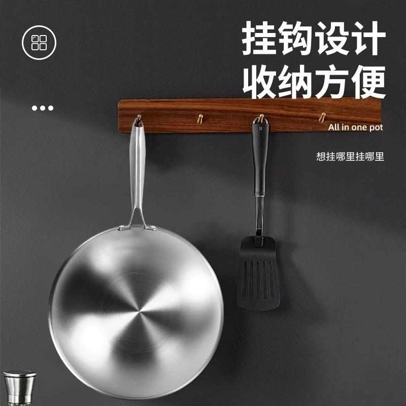 Стеновая Shengmei'er нержавеющая сталь без покрытия вок для индукционных и газовых плит, сковорода для жарки, 30–36 см, с крышкой