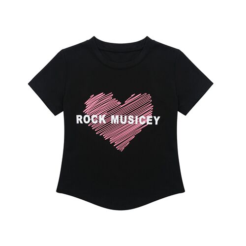  Spring and Summer New Square Dance Wear Sportswear Ghost Step Dance Cotton Casual Wear Love Pattern Printed Short Sleeves