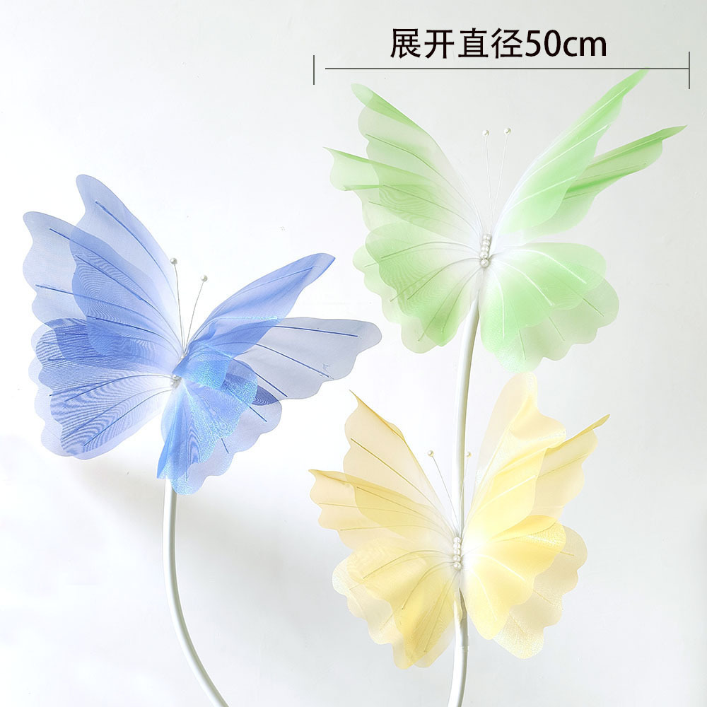 Nueva mariposa de color fantasía flores de decoración de boda flores artificiales simulación artesanía mariposa de seda de color