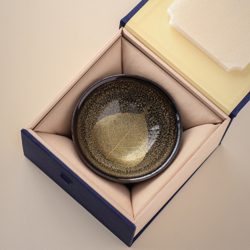窑变树叶杯建盏茶杯陶瓷杯功夫主人杯枫叶杯送长辈老外客户人礼物|undefined