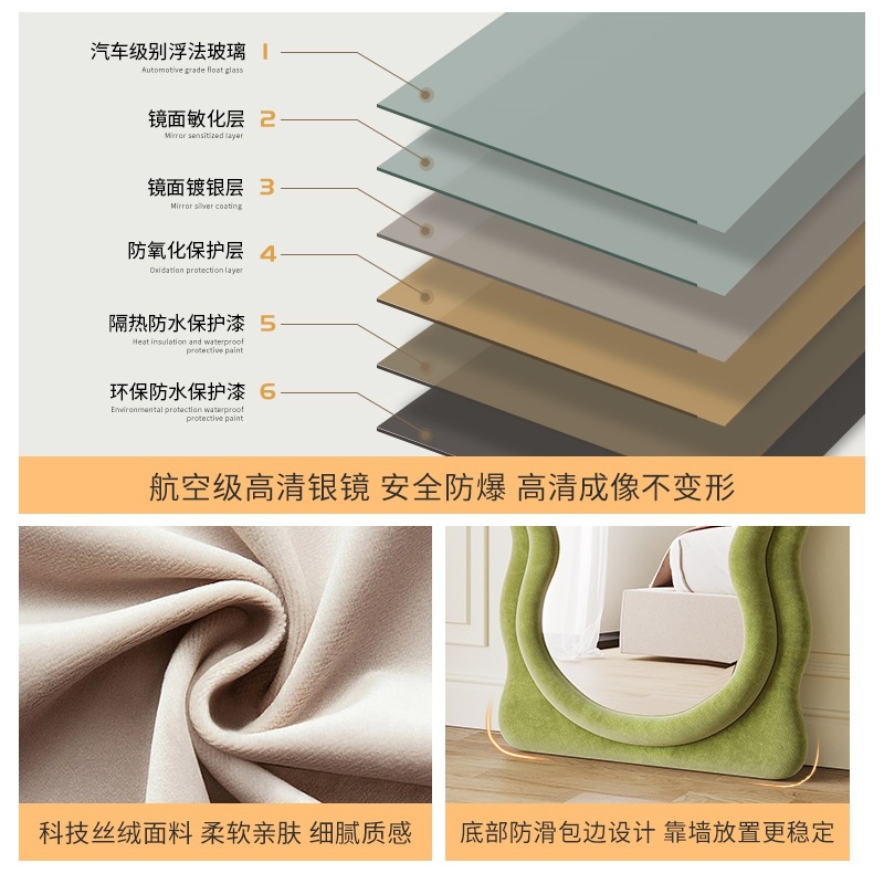 Espejo de cuerpo entero de la red, espejo de prueba, espejo de piso, espejo de cama, espejo de lujo, espejo de vestir, espejo de vestir, espejo de vestir