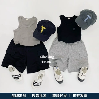 儿童短裤夏装新款韩版运动中裤男女童洋气六分工装裤加工定制童装