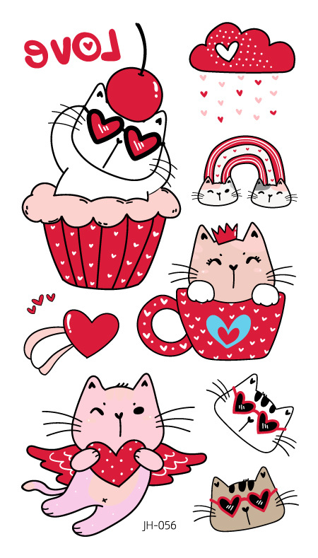 Protección del medio ambiente a prueba de agua sudor desechable lindo gato divertido tatuaje pegatinas cicatriz personalizada cubriendo fresco hombres y mujeres tatuaje