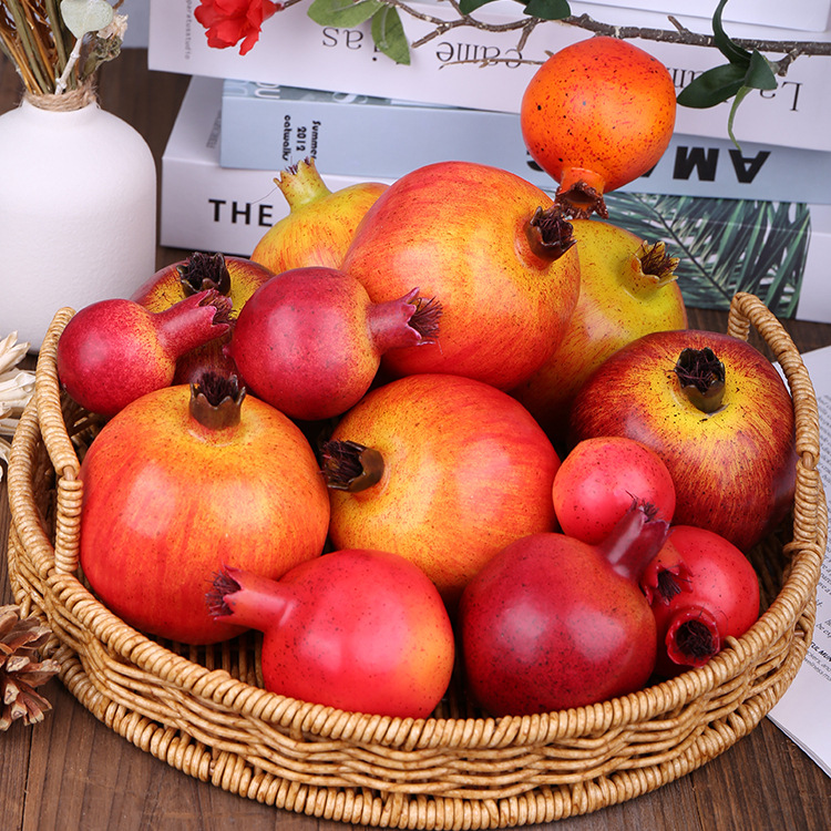 泡沫仿真石榴模型 加重假水果蔬菜装饰道具 居家装饰摆件拍摄玩具