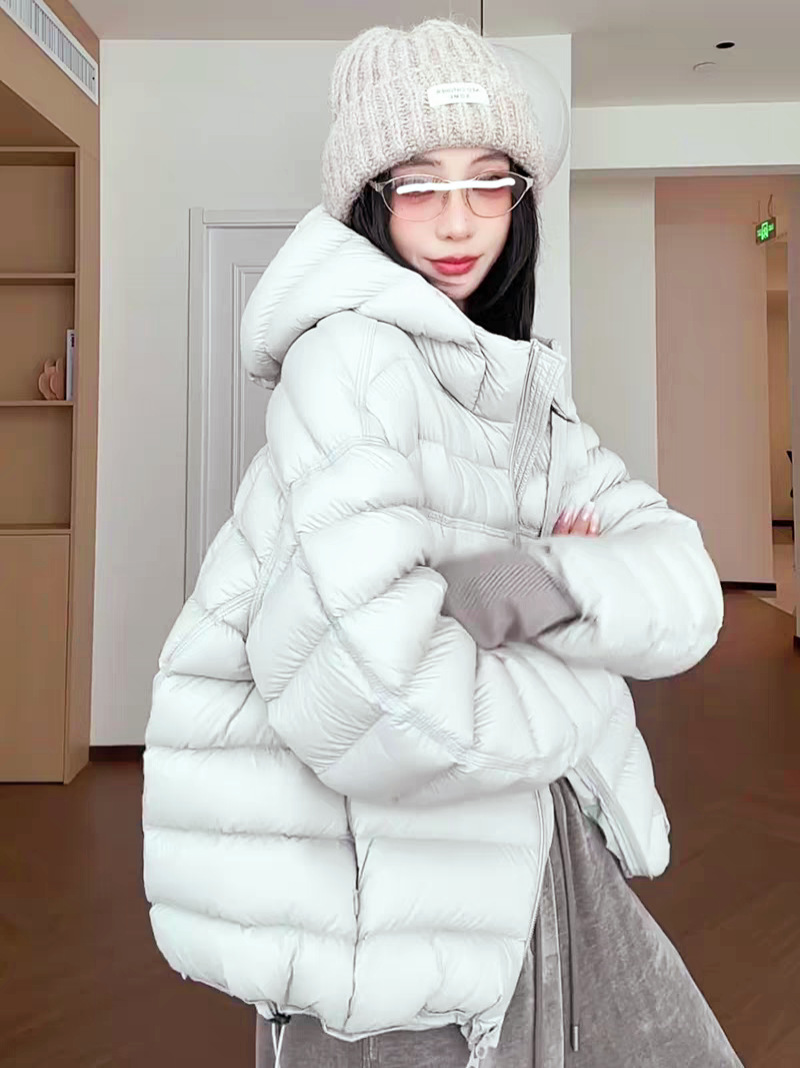 Short velvet keep warm light and thin down jacket with hood