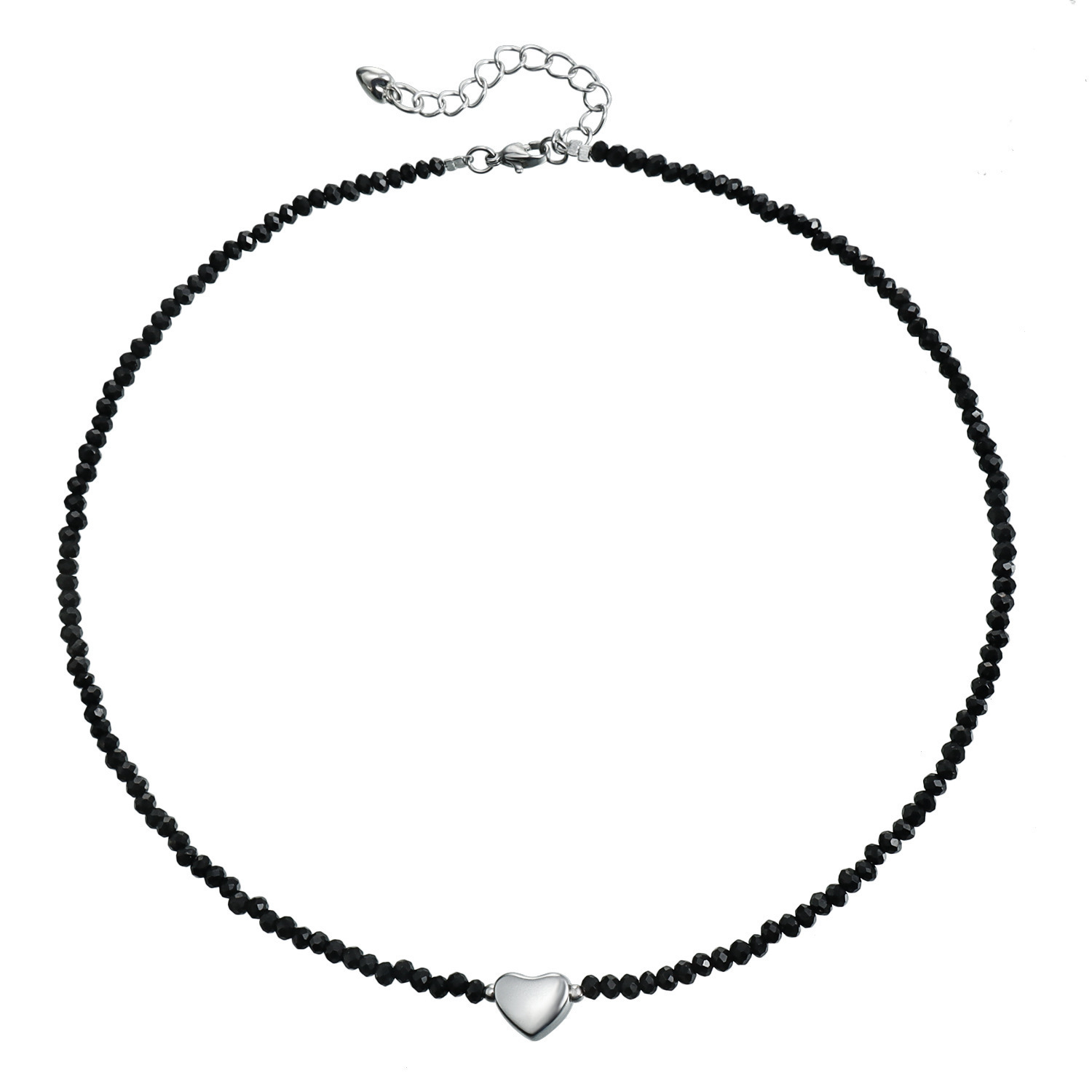 Bijoux transfrontaliers européens et américains, perles de cristal et de verre, pierre biliaire noire, chaîne clavicule en forme de cœur, style Instagram_voghion.com