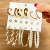 Earrings, retro set from pearl, European style, suitable for import, simple and elegant design, wholesale