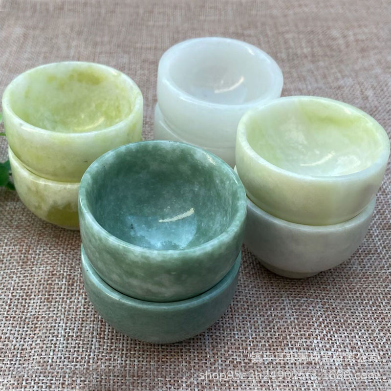 蓝田玉贵州翠玉石杯子汉白玉小酒杯芙蓉石小摆件夜市地摊福利货源