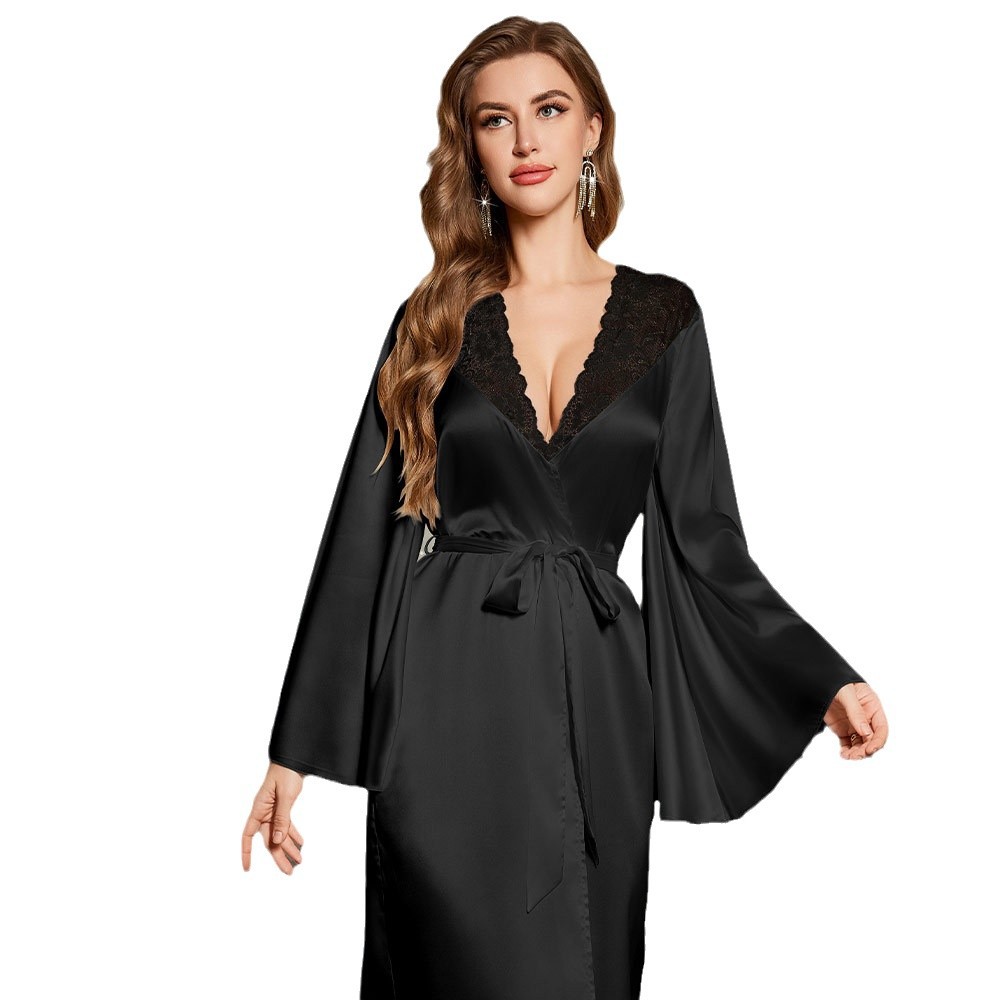 Serie de lujo de medianoche Yaoting nuevo cross-border vestido de baño largo sexy vestido de encaje vestido de mangas largas vestido para el hogar WP3555