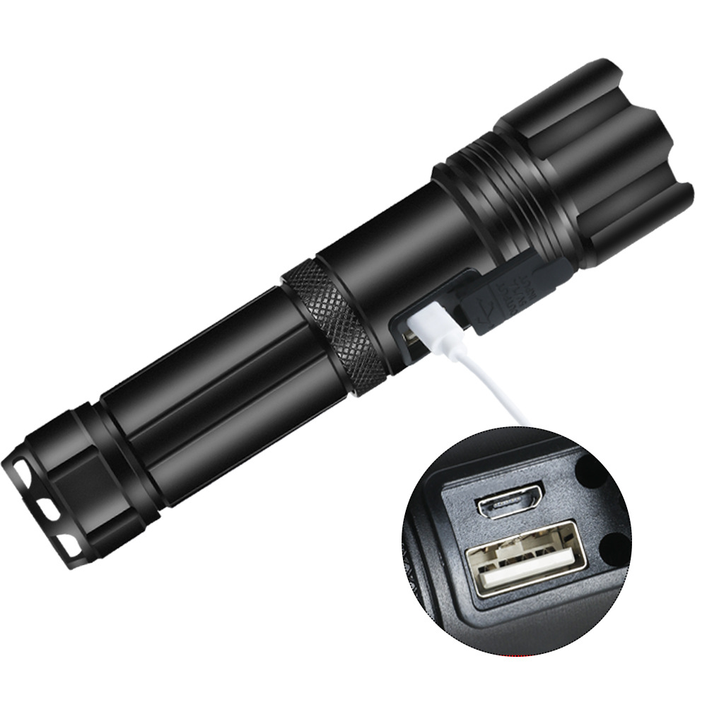 Cross-border XHP70 linterna zoom potencia de visualización USB recargable linterna p70 linterna