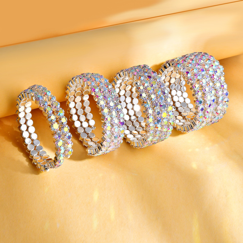 Belly Dance Performance Accessories Ab Colorful Rhinestone Arm Ring Bracelet Elastic Wristband Bridal Wedding Accessories Bracelet